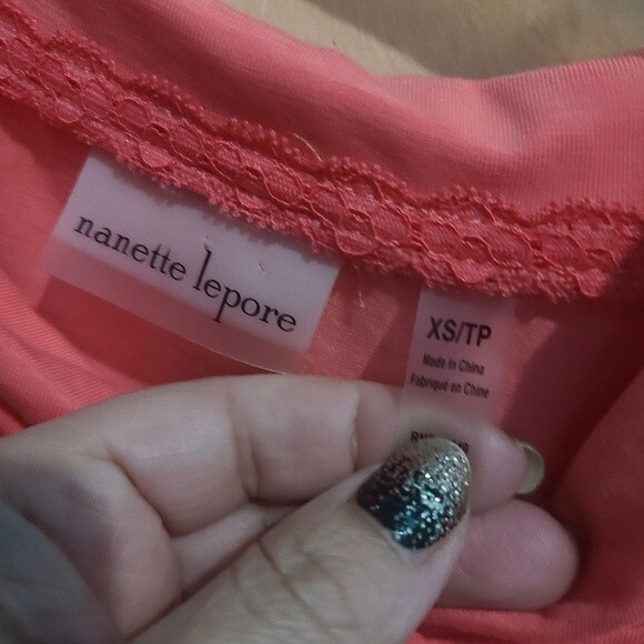 Nanette Lapore salmon / peach cold shoulder top XS - Picture 4 of 6